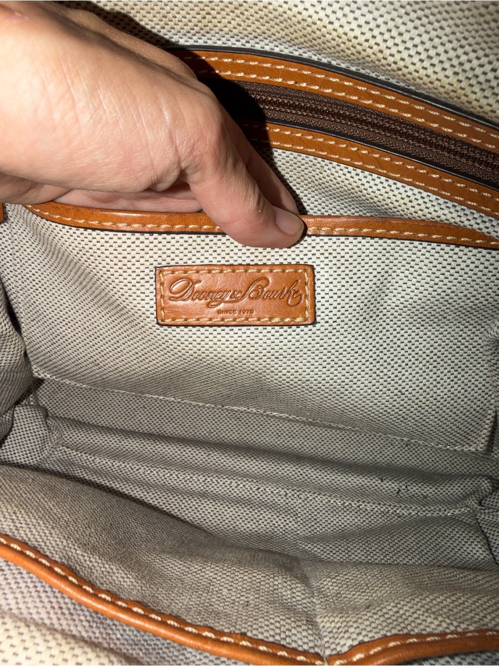Dooney & Bourke Taupe Leather Tote with Tan Leather Trim DO NOT BUY ON HOLD - Picture 11 of 13
